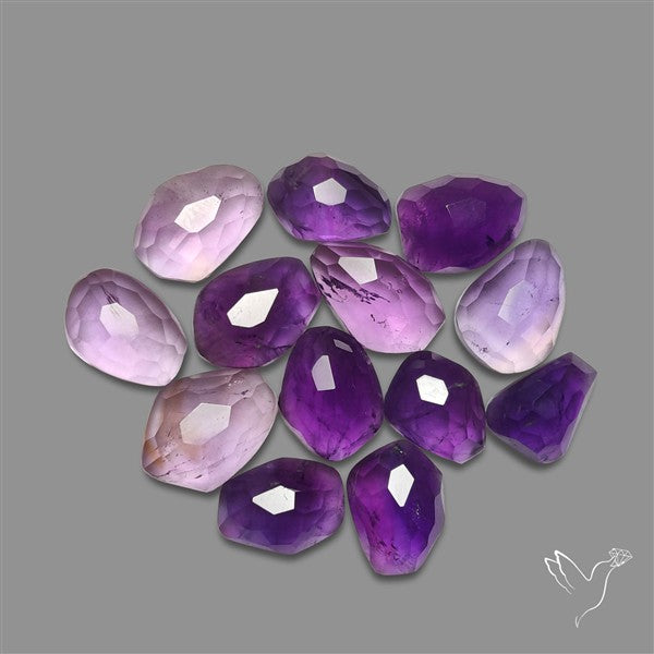 Amethyst Freeform Checker Cuts Lot with Flat Back