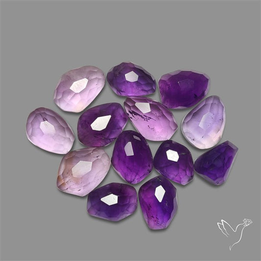 Amethyst Freeform Checker Cuts Lot with Flat Back