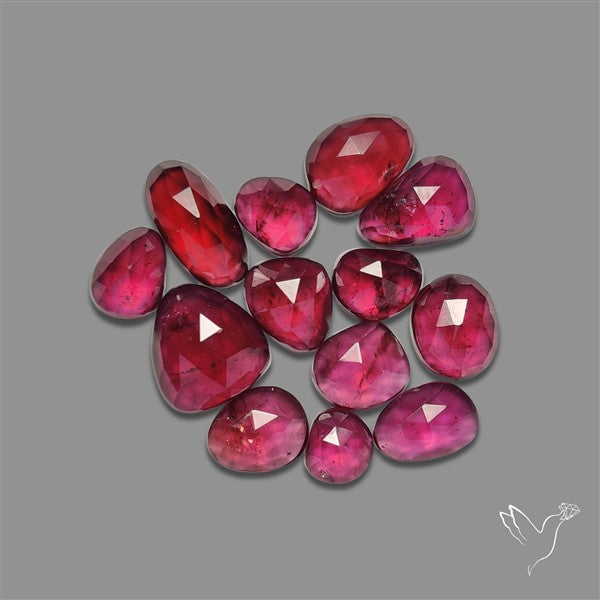Rose Cut Rhodolite Garnet Gemstones Lot