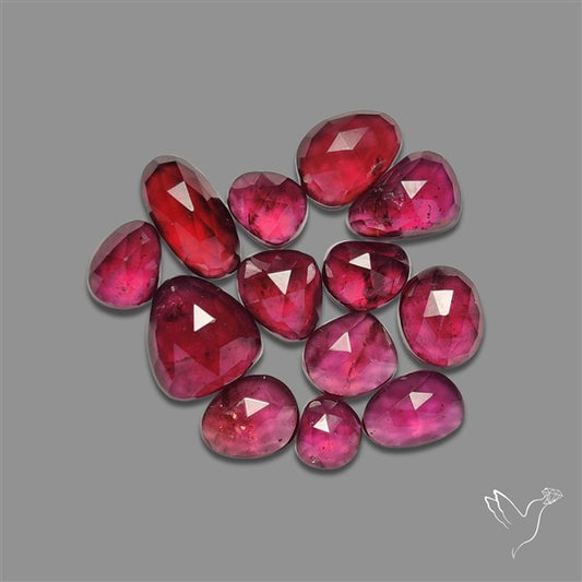 Rose Cut Rhodolite Garnet Gemstones Lot