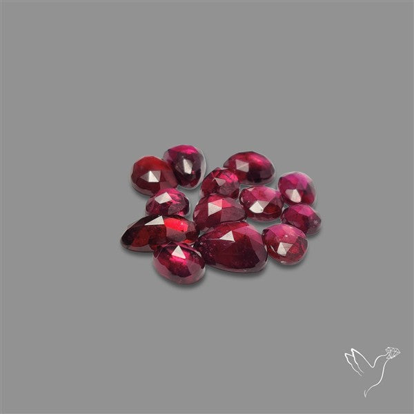 Rose Cut Rhodolite Garnet Gemstones Lot