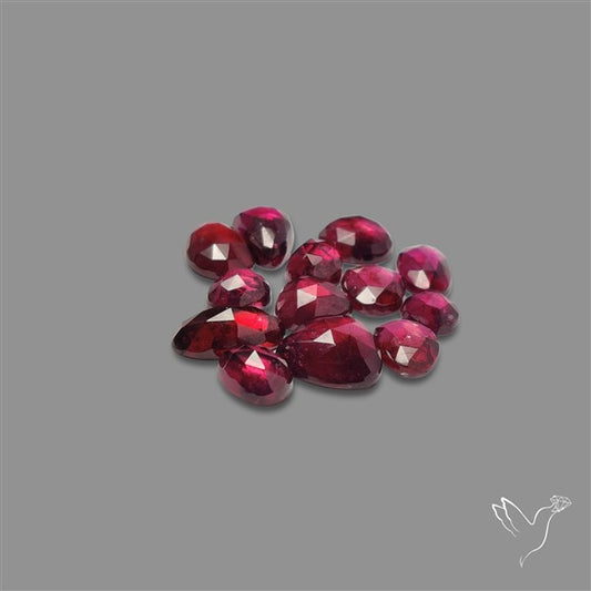Rose Cut Rhodolite Garnet Gemstones Lot