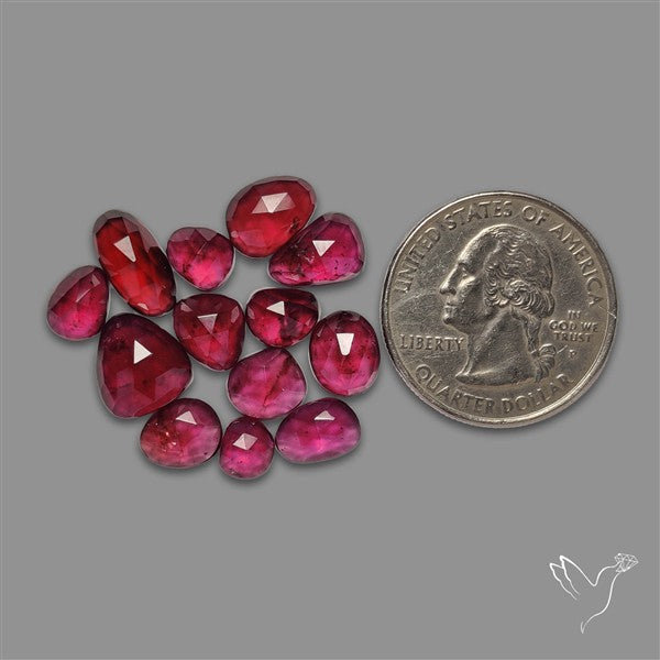 Rose Cut Rhodolite Garnet Gemstones Lot