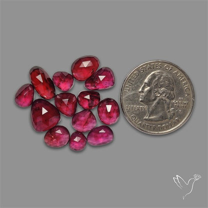 Rose Cut Rhodolite Garnet Gemstones Lot