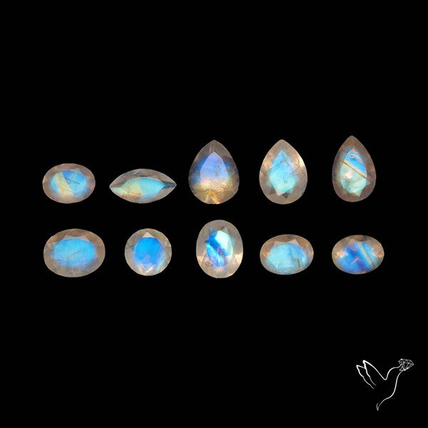 Faceted Rainbow Moonstones Lot