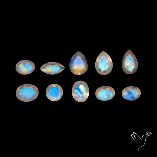 Faceted Rainbow Moonstones Lot