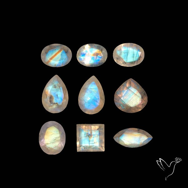 Faceted Rainbow Moonstones Lot