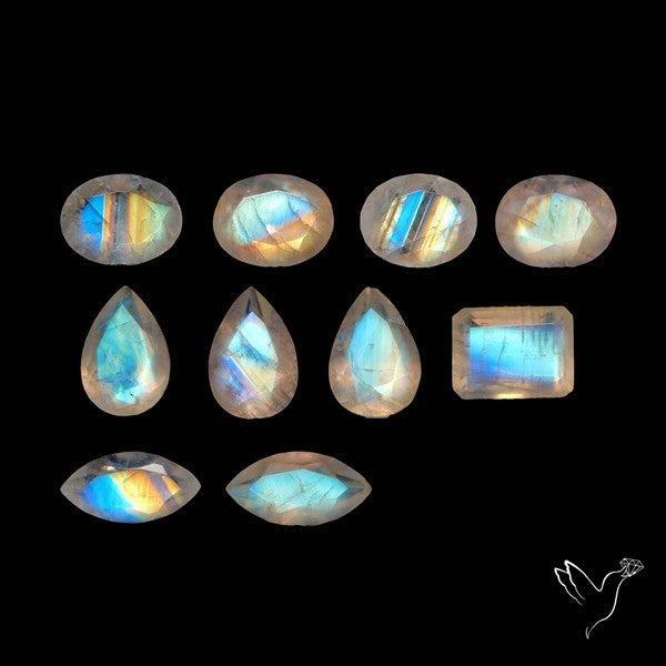 Faceted Rainbow Moonstones Lot