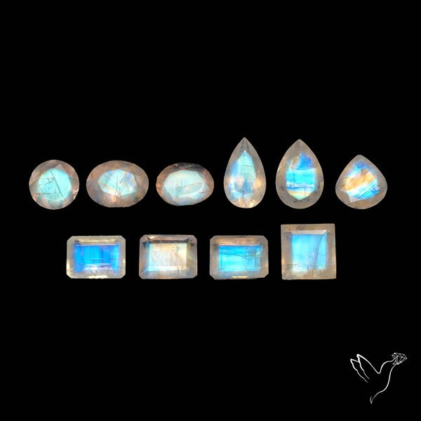 Faceted Rainbow Moonstones Lot