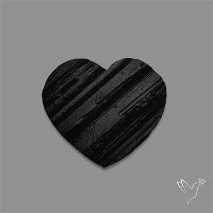 Raw Face Black Tourmaline Heart