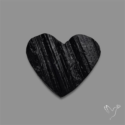 Raw Face Black Tourmaline Heart