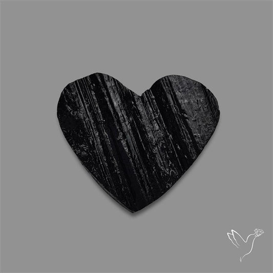 Raw Face Black Tourmaline Heart