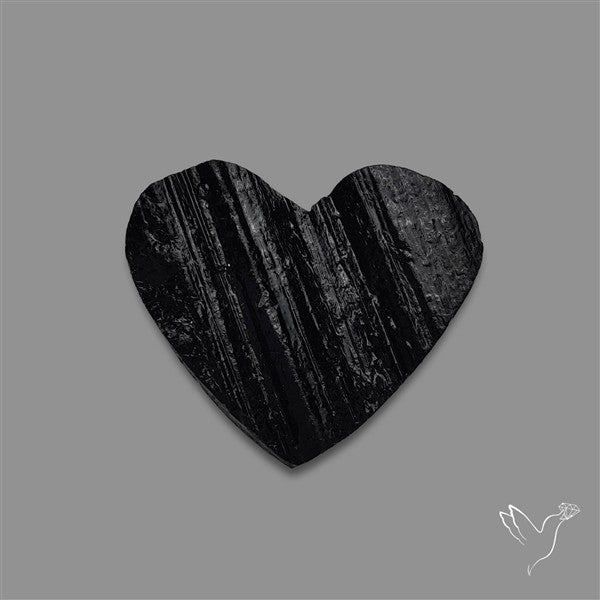 Raw Face Black Tourmaline Heart