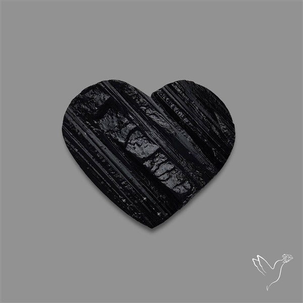 Raw Face Black Tourmaline Heart