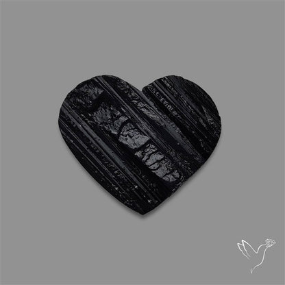 Raw Face Black Tourmaline Heart