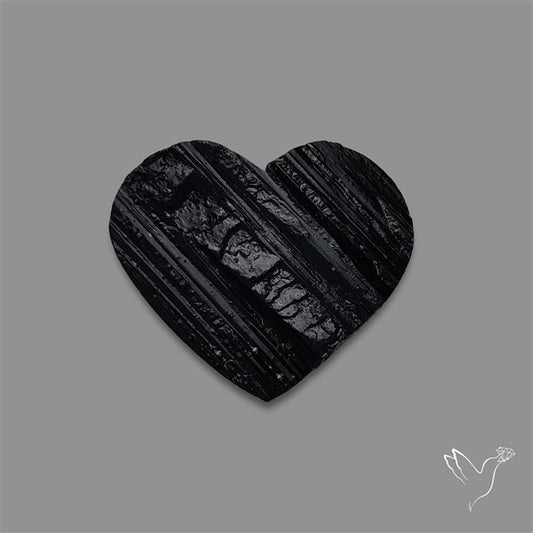 Raw Face Black Tourmaline Heart