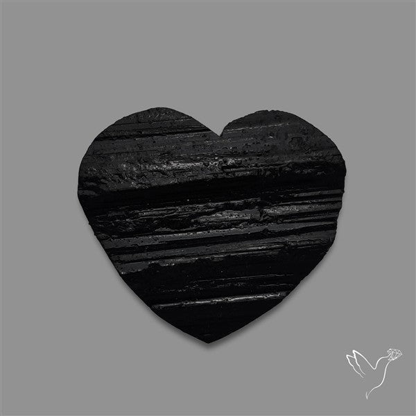 Raw Face Black Tourmaline Heart