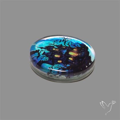 Halloween Picture Inlay Doublet Cabochon