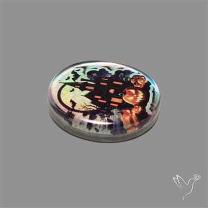 Halloween Picture Inlay Doublet Cabochon