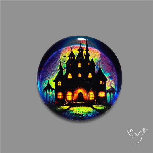 Halloween Picture Inlay Doublet Cabochon