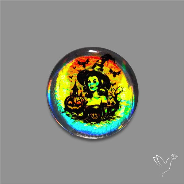 Halloween Picture Inlay Doublet Cabochon