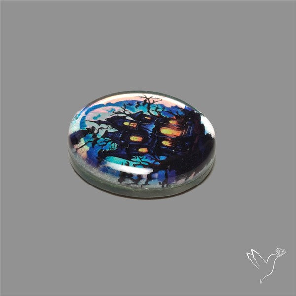 Halloween Picture Inlay Doublet Cabochon