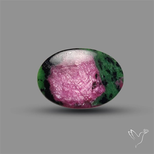 Ruby In Zoisite Large Cabochon with Rare Flashy Ruby
