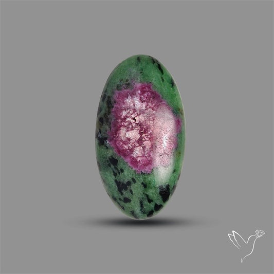 Ruby In Zoisite Large Cabochon with Rare Flashy Ruby