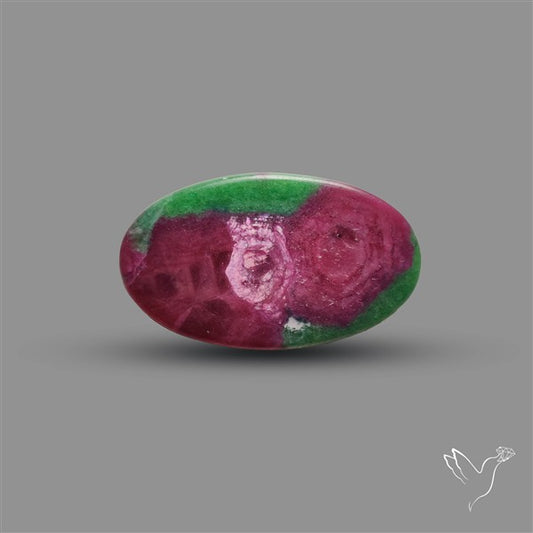 Ruby In Zoisite Large Cabochon with Rare Flashy Ruby