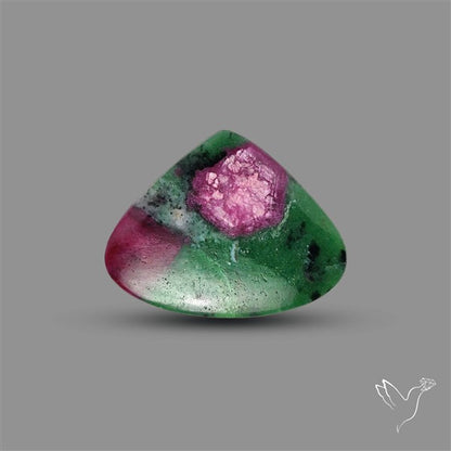 Ruby In Zoisite Large Cabochon with Rare Flashy Ruby