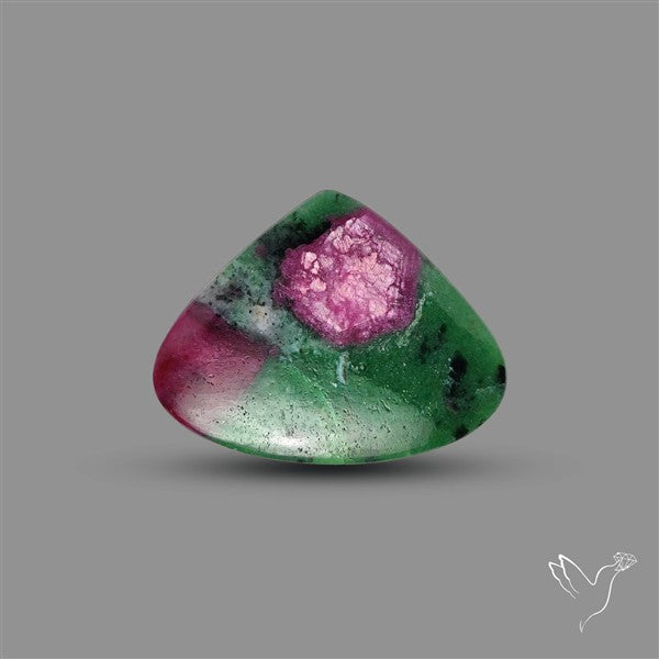 Ruby In Zoisite Large Cabochon with Rare Flashy Ruby