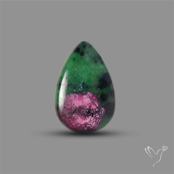 Ruby In Zoisite Large Cabochon with Rare Flashy Ruby