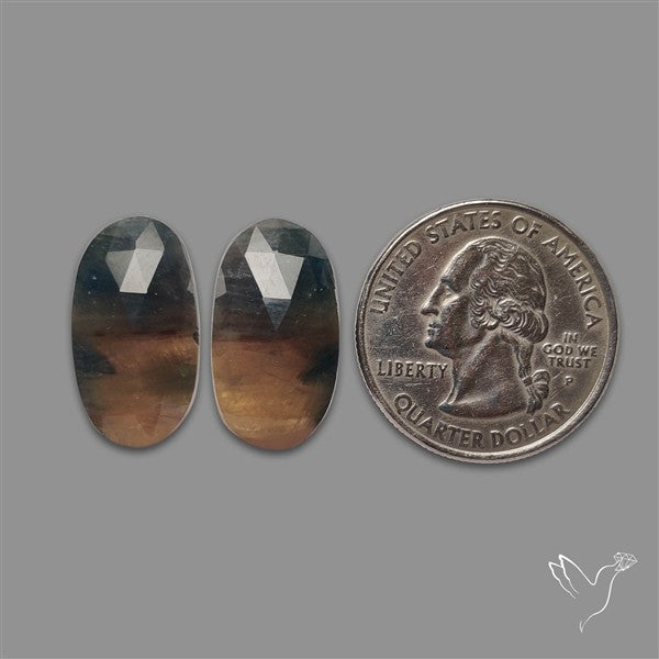 Rose Cut Bi-color Sapphire Pair