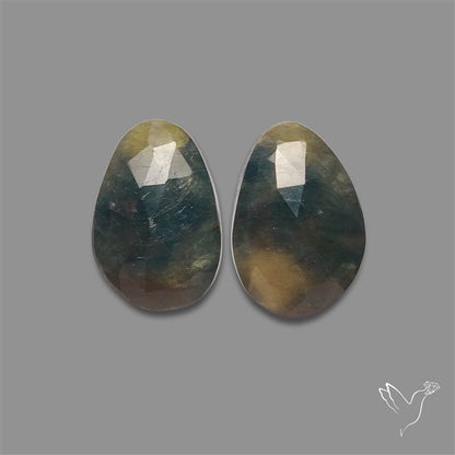 Rose Cut Bi-color Sapphire Pair