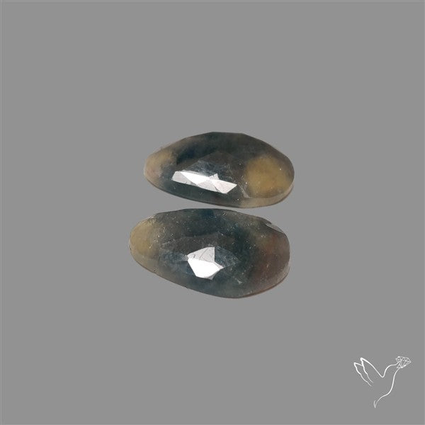 Rose Cut Bi-color Sapphire Pair