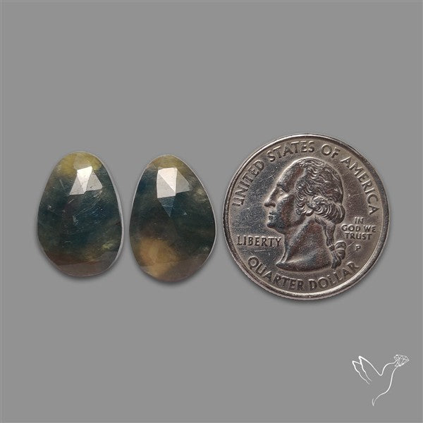 Rose Cut Bi-color Sapphire Pair