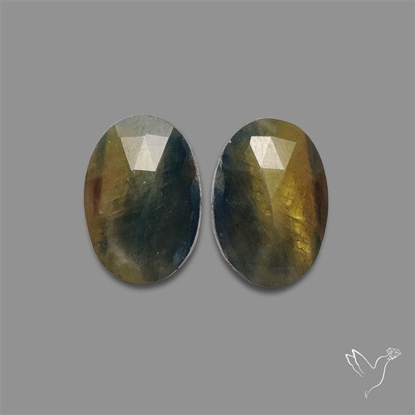 Rose Cut Bi-color Sapphire Pair