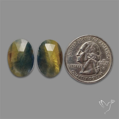 Rose Cut Bi-color Sapphire Pair