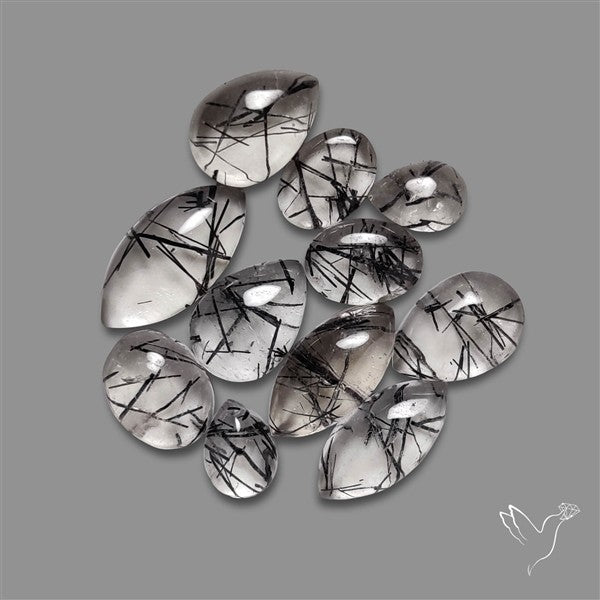 Black Tourmalinated Quartz Cabochons Lot