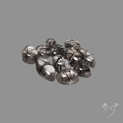 Black Tourmalinated Quartz Cabochons Lot