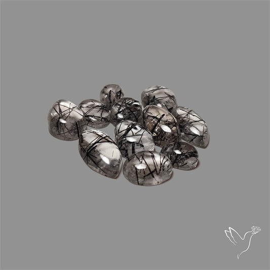 Black Tourmalinated Quartz Cabochons Lot