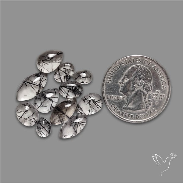 Black Tourmalinated Quartz Cabochons Lot