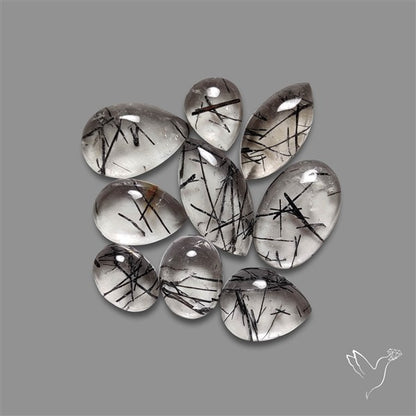 Black Tourmalinated Quartz Cabochons Lot