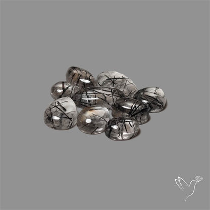 Black Tourmalinated Quartz Cabochons Lot