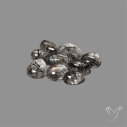 Black Tourmalinated Quartz Cabochons Lot