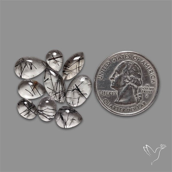 Black Tourmalinated Quartz Cabochons Lot