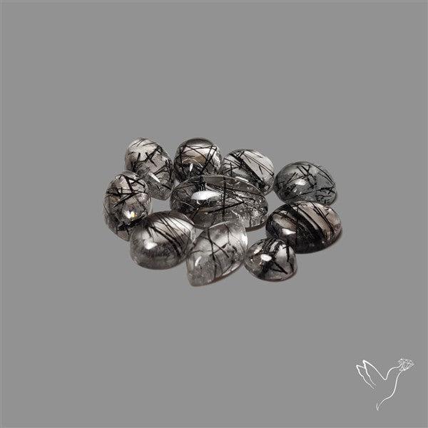 Black Tourmalinated Quartz Cabochons Lot