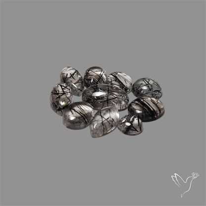 Black Tourmalinated Quartz Cabochons Lot