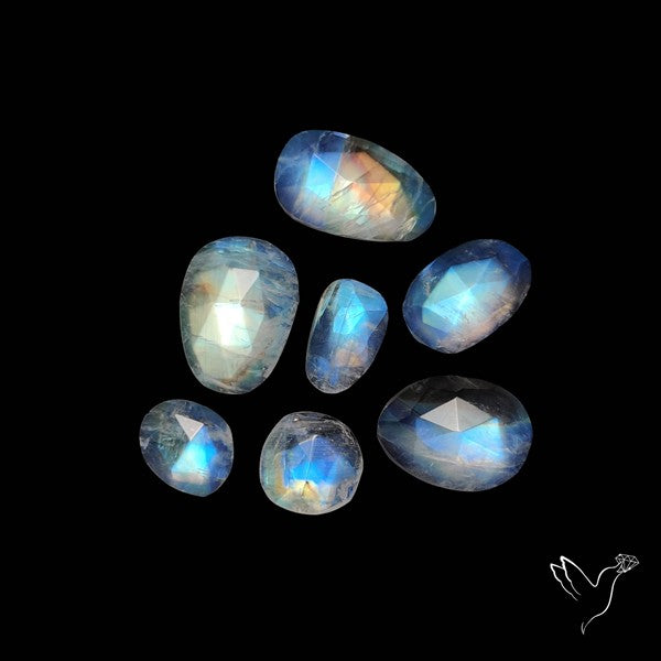 Rose Cut Rainbow Moonstone Lot