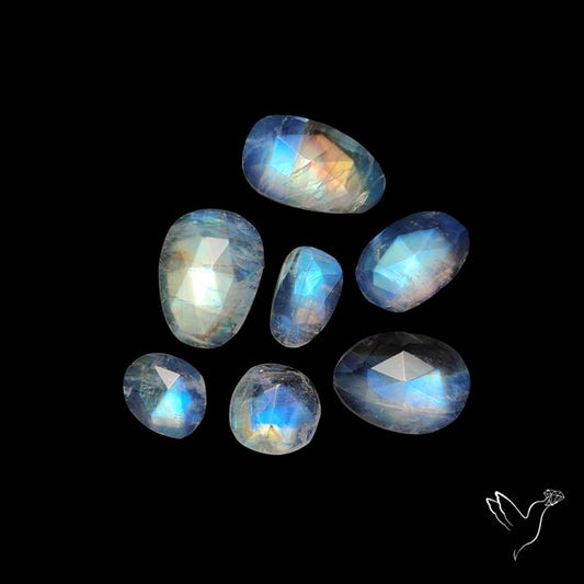 Rose Cut Rainbow Moonstone Lot